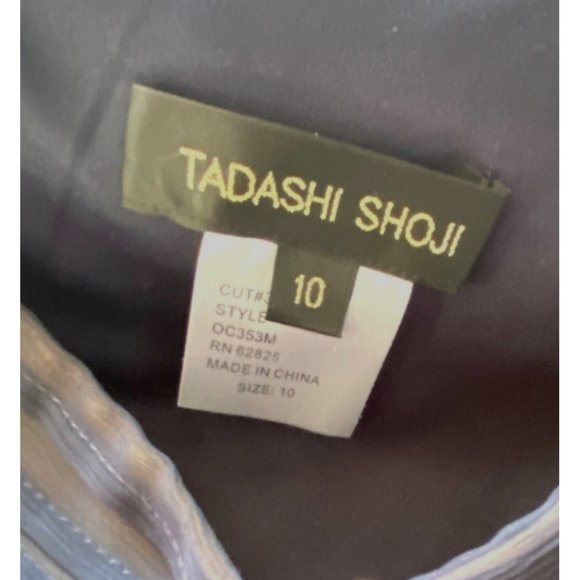 Tadashi Shoji Navy Chiffon Pleated V-Neck Sheath Dress Size 8 Style‎ OC353M - Picture 7 of 11